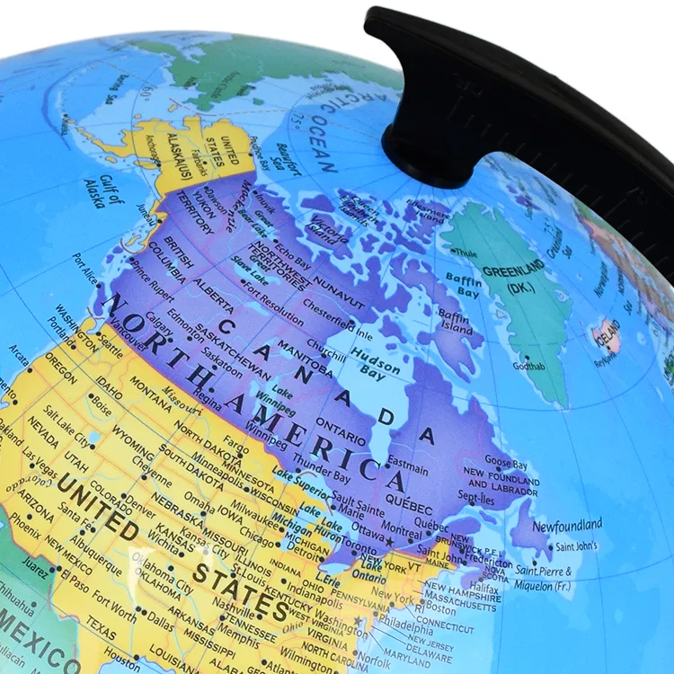 20cm (8") Illuminated Political World Globe with Durable Plastic Base & Meridian detail view 3